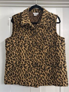 NWT Coldwater Creek Women's Leopard Print Sleeveless Button-Front Vest
